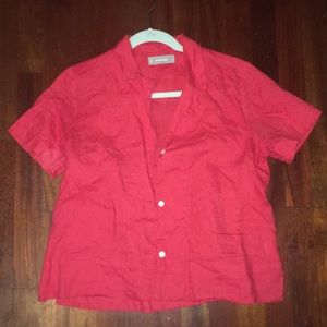 Everlane red linen shirt